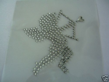 zauberhafter Engel Bügelbild Strass Klar Hotfix Hotglue Strass
