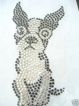 Bull Dogge Welpe Hund Hotfix Bügelbild Strass