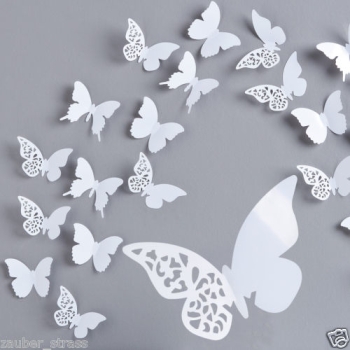 Preview: 12 tlg Schmetterling Set Schmetterlinge Wanddeko weiß