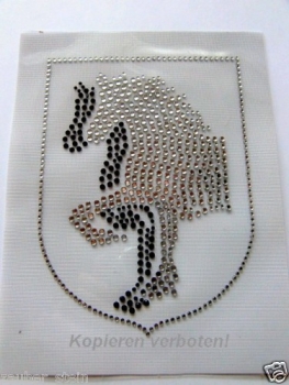 Brandzeichen FPZV Friesen Pferd Pferde Black und Klar HOTFIX Bügelbild Strass Wappen