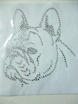 Französische Bulldogge Hund Strass Hotfix Hotglue Bügelbild Bügelmotiv