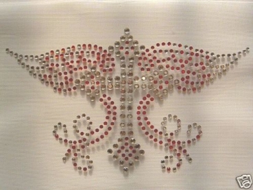 Kreuz mit Flügel Barock Strass HOTFIX HOTGLUE Bügelbild Applikation