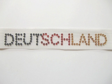 Schriftzug Deutschland Flagge WM Abzeichen Strass Hotglue Hotfix Bügelbild