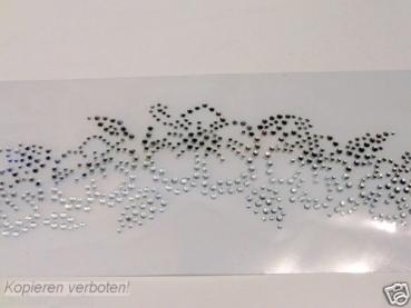 Preview: Hibiskus Ranke Glanz und Edel  Bügelbild Strass HOTFIX HOTGLUE Bügelbild Applikation