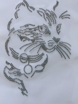 zauberhafte Katze ♥ Hotglue Bügelmotiv Bügelbild Strass ♥ Katzenkorb Shirt Top