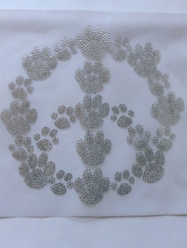 Preview: Riesen Peace 23 Pfoten Pfote Bügelbild Strass Hotfix Hundeschule Hundekorb Shirt