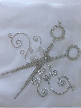 Luxus Strass Studs Schere Bügelbild Friseur Frisör Hotfix Friseurumhang Kittel