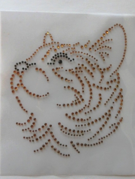 Traum Katze ♥ Hotglue Bügelmotiv Bügelbild Strass ♥ Katzenkorb Shirt Top Jacke