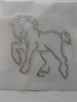 Preview: Friesen Pferd Pferde Hotglue HOTFIX Bügelbild Strass Wappen