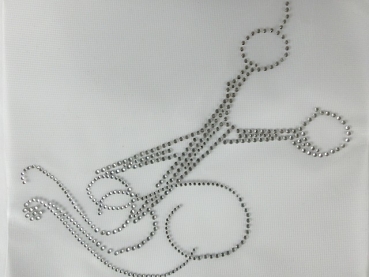 XXL 30x26cm!!! Strass Haare Schere Bügelbild Friseur Frisör Hotfix Friseurumhang