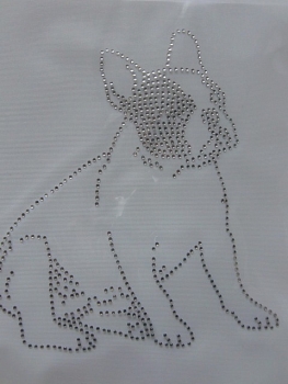 Fr. Bulldogge Hund Strass Hotfix Hotglue Bügelbild Bügelmotiv