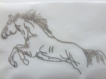 Traumhaftes Pferd Springpferd Dressur Bügelbild Strass Hotfix Hotglue Strass