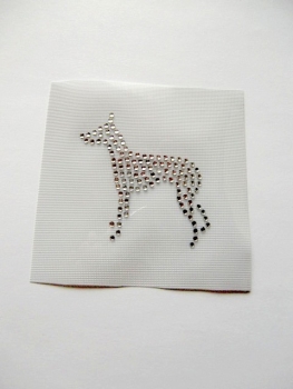 Rehpinscher Hund Hotfix Hotglue Bügelbild Strass