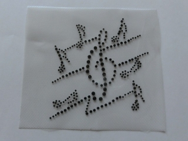 Noten Black Hotfix Hotglue Bügelbild Strass Musikschule Musik Bluse Jacke
