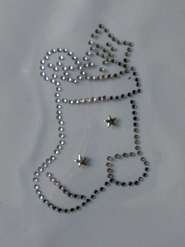 Nikolaussocke Nikolausstiefel Strass Hotglue Hotfix Bügelbild Weihnachten