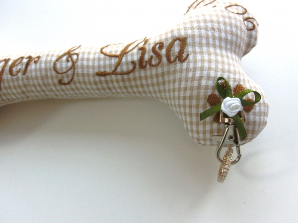 ♥ Ringkissen Knochen Wunschname Stickerei Hochzeit Hochzeitsknochen Just Married I Do Lüttentüddel®