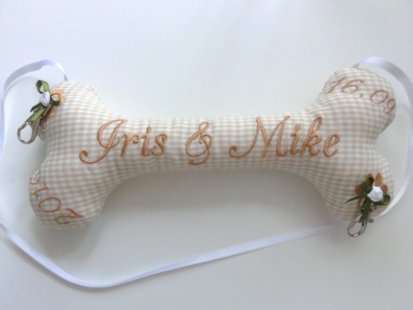 ♥ Ringkissen Knochen Wunschname Stickerei Hochzeit Hochzeitsknochen Just Married I Do Lüttentüddel®