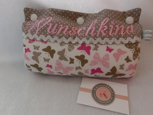 ♥ Armpolster für Babyschale ★ Lüttentüddel © ♥ Wunschname Schmetterlinge - Kopie