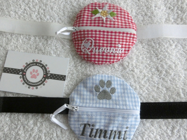 ♥ Wunschname POOP BAG HUND KOTBEUTEL BESTICKT Automatikleine Flexi