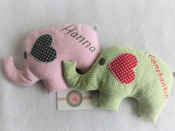 ♥ Baby Elefant  Wunschname Körnerkissen Wärmekissen Dinkel von Lüttentüddel