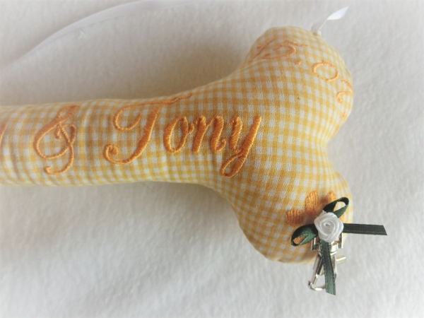 ♥ Ringkissen Knochen Wunschname Stickerei Hochzeit Hochzeitsknochen Just Married I Do