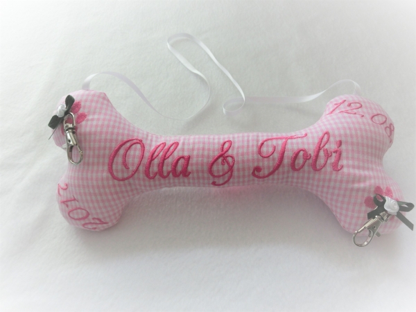 ♥ Ringkissen Knochen Wunschname Stickerei Hochzeit Hochzeitsknochen Just Married I Do von Lüttentüddel