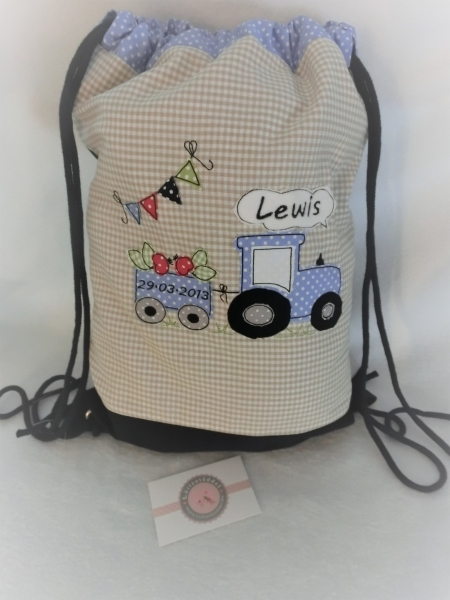 ★ 35x23 cm Kissen Geburt Traktor Trecker Name ★ von Lüttentüddel