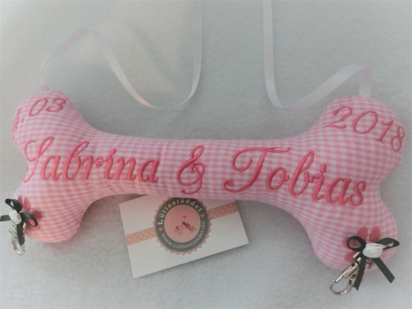 ♥ Ringkissen Knochen Wunschname Stickerei Hochzeit Hochzeitsknochen Just Married I Do von Lüttentüddel