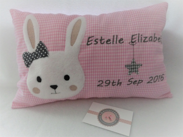 ★ 35x23 cm Kissen Geburt Hase Mädchen Name ★ von Lüttentüddel