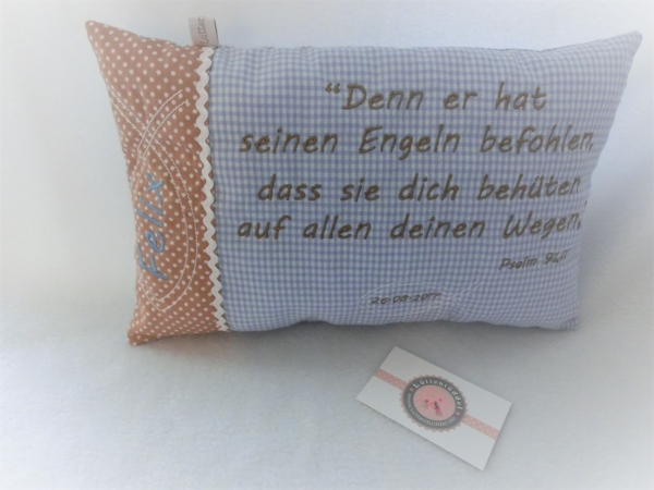 ★ 35x23 cm Kissen Geburt Taufe Fisch  Name ★ von Lüttentüddel