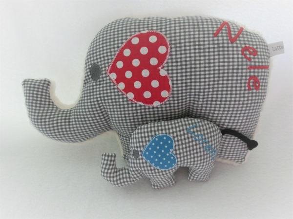 ♥ Elefant Schmusekissen Kita Name von Lüttentüddel von Lüttentüddel