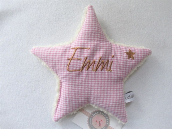 Stern Körnerkissen Wärmekissen Dinkel Wunschfarbe Name Geschenk Taufe Geburt Kia Einschulung von Lüttentüddel