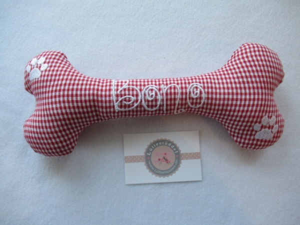 ♥ XXL Hundeknochen aus Stoff Wunschname Stickerei