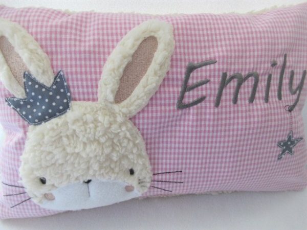 ★ 35x23 cm Kissen Geburt Hase Krone Mädchen Name ★ von Lüttentüddel