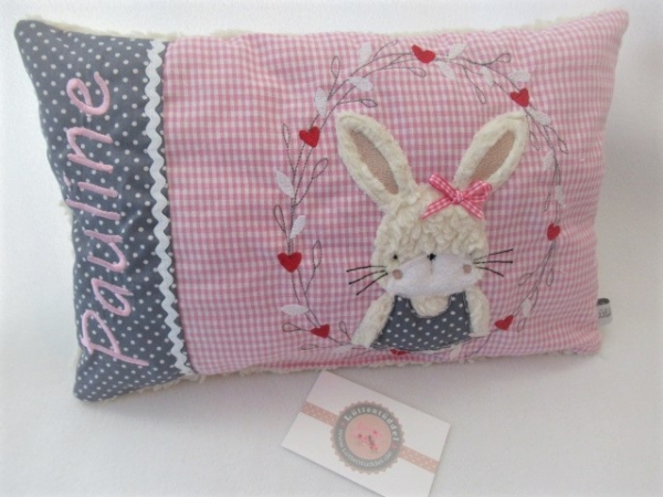 ★ 35x23 cm Kissen Geburt Einschulung Kita Taufe Hase  Mädchen Name ★ von Lüttentüddel