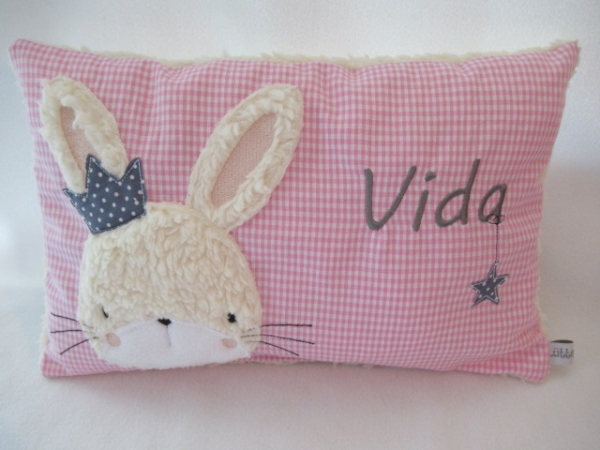 ★ 35x23 cm Kissen Geburt Hase  Mädchen Name ★ von Lüttentüddel