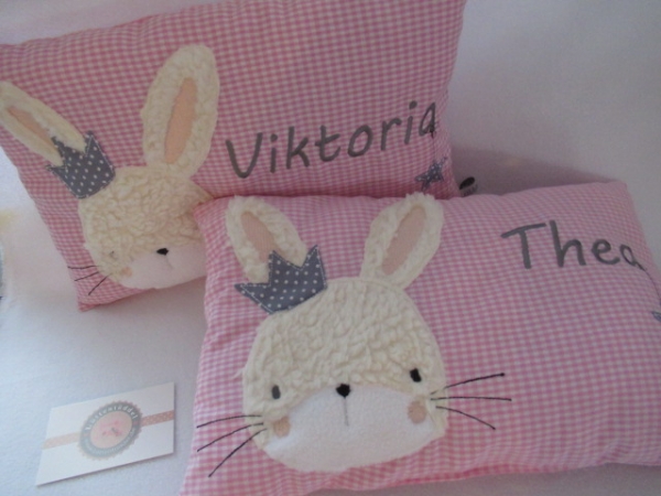 ★ 35x23 cm Kissen Geburt Hase  Mädchen Name ★ von Lüttentüddel