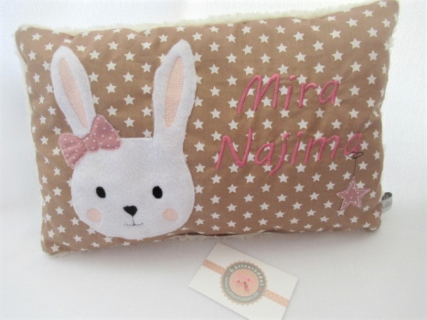 ★ 35x23 cm Kissen Geburt Hase Mädchen Name ★ von Lüttentüddel