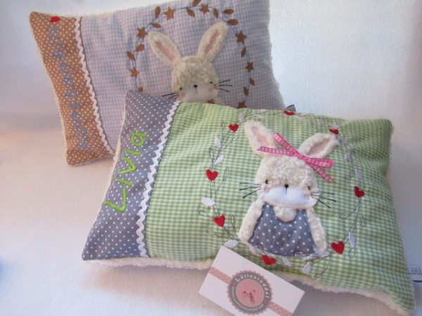 ★ 35x23 cm Kissen Geburt Hase  Mädchen Name ★ von Lüttentüddel