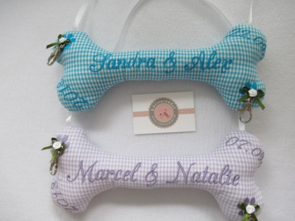 ♥ Ringkissen Knochen Wunschname Stickerei Hochzeit Hochzeitsknochen Just Married I Do
