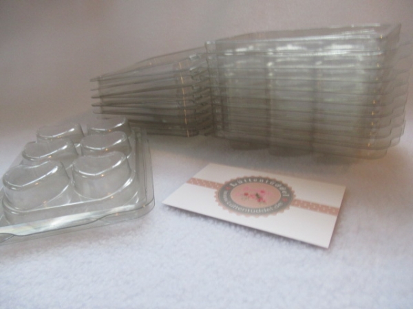 10 Stück Herzen Clamshell Wachs Box mit 6-er Aufteilung Kerzen gießen Sojawachs Verpackung Lüttentüddel