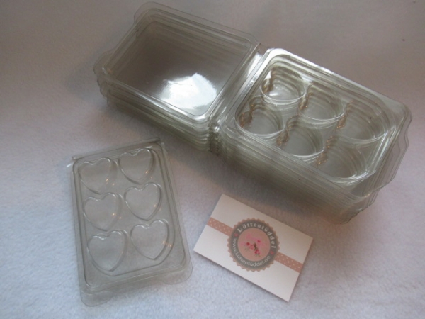 10 Stück Herzen Clamshell Wachs Box mit 6-er Aufteilung Kerzen gießen Sojawachs Verpackung Lüttentüddel