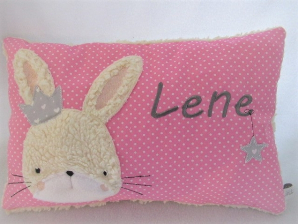 ★ 35x23 cm Punkte Kissen Geburt Hase Krone Mädchen Name ★ von Lüttentüddel