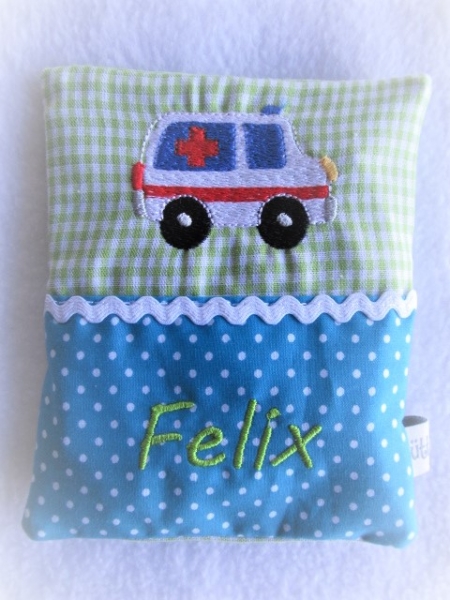 ♥ Krankenwagen Beulentröster inkl. Kühlpad Wunschname Geburt Taufe Einschulung  KITA ★ Lüttentüddel®