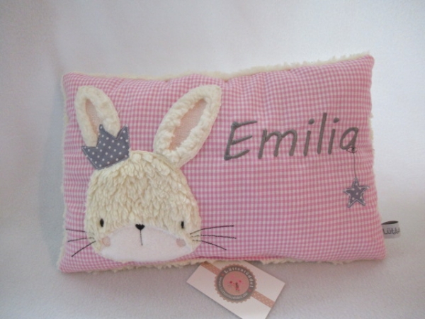 ★ 35x23 cm Kissen Geburt Hase Krone Mädchen Name ★ von Lüttentüddel