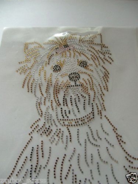zauberhafter Yorkshire Terrier Yorkie Strass Hotfix Bügelbild