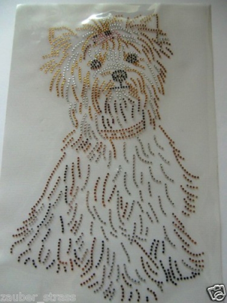 Yorkshire Terrier Yorkie Strass Hotfix Hotglue Bügelbild
