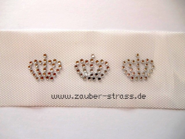 Hotfix 3 Krönchen Krone mit Strass Bügelbild Hotglue zauberhaft für Shirt Jacke
