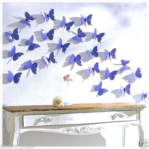 6 tlg Schmetterling Set Schmetterlinge Wanddeko Lila