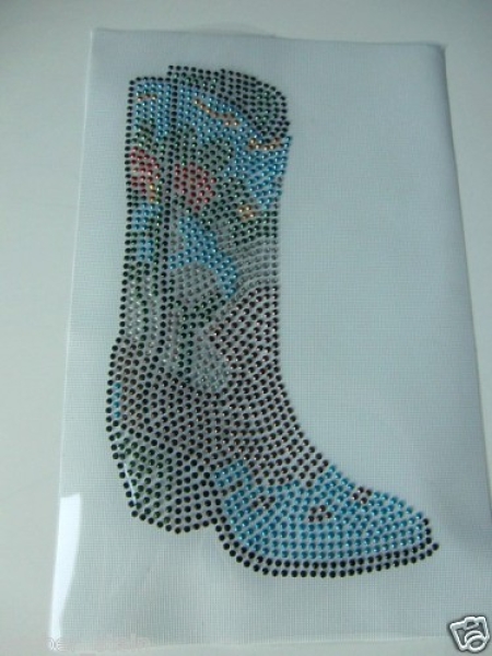 Stiefel Bügelbild Schabracke Cowboy Western Reiten Cowgirl Studs und Strass Hotglue Hotfix Bügelbild für Shirts Jacke etc.